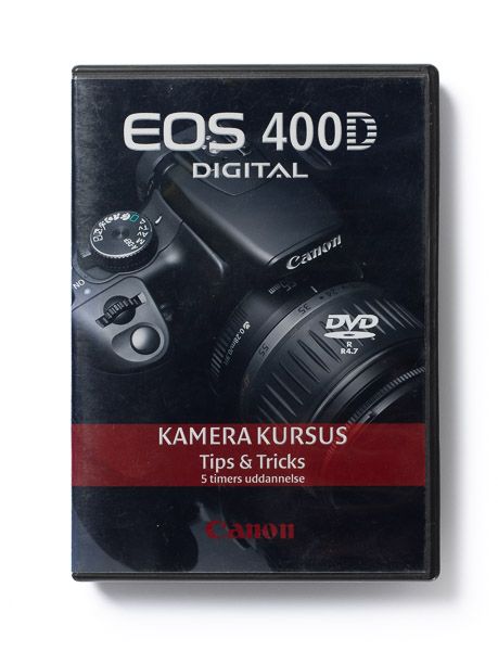 Canon EOS digital camera course DVD covers featuring product photography.