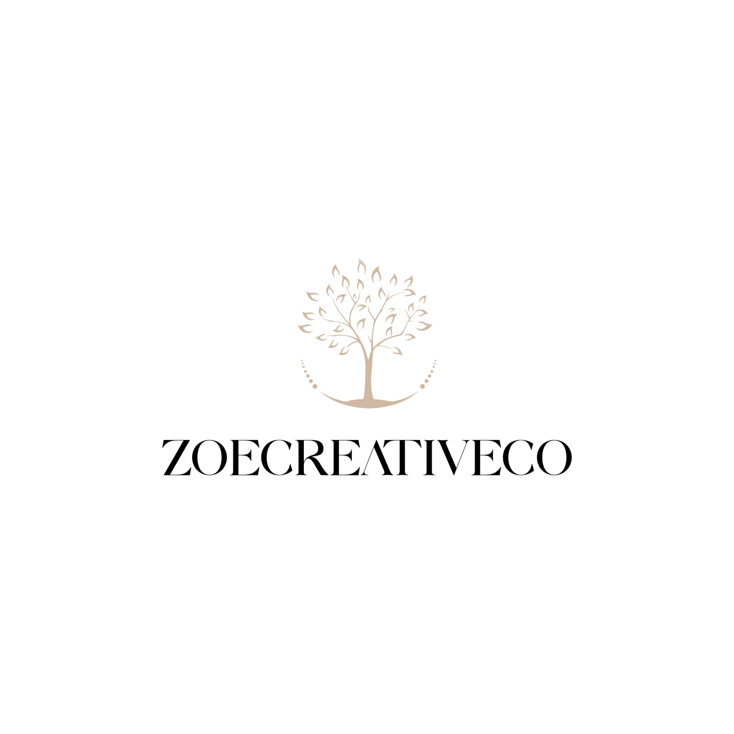 ZoeCreativeCo logo featuring an elegant tree with delicate branches inside a circle above the brand name.