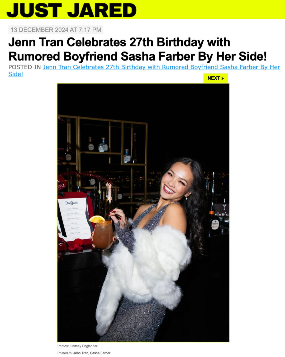 Entertainment news featuring Jenn Tran exclusive Los Angeles birthday party