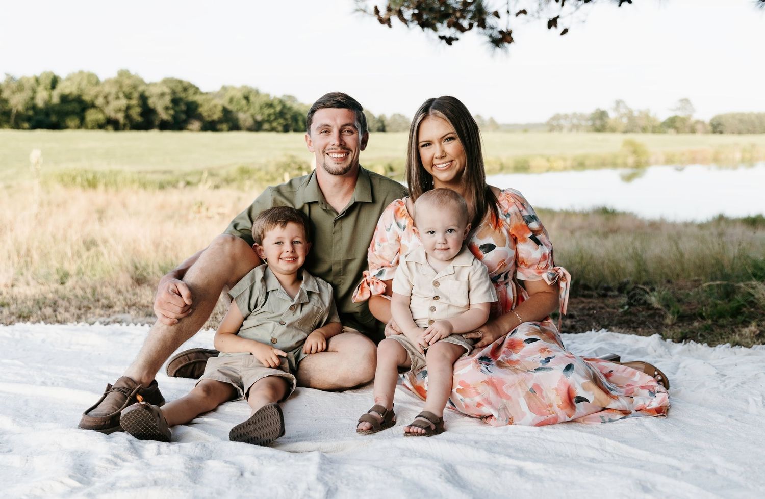 Family enjoying quality time together during golden hour photoshoot.