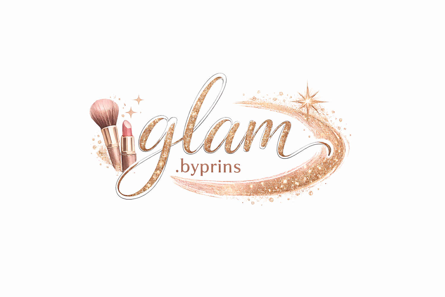 A series of elegant brown and copper-colored text designs featuring decorative flourishes and ornate calligraphy.