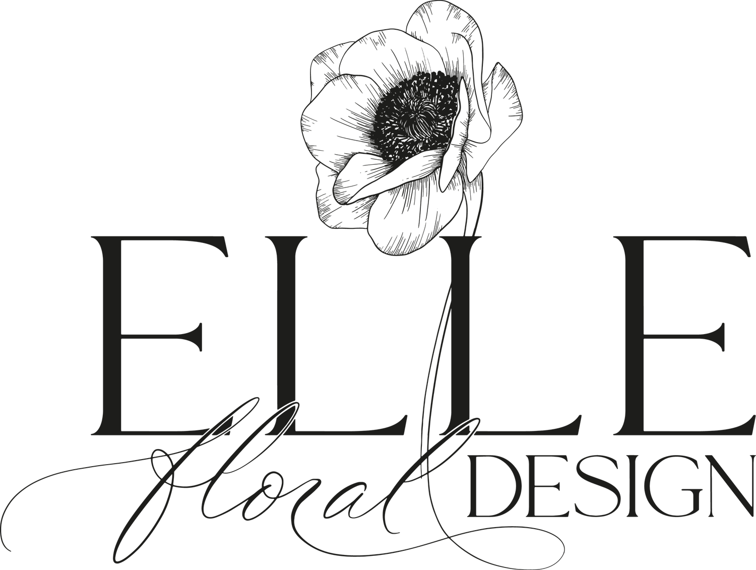 Elegant floral design logo with hand-drawn flower elements in minimalist style.