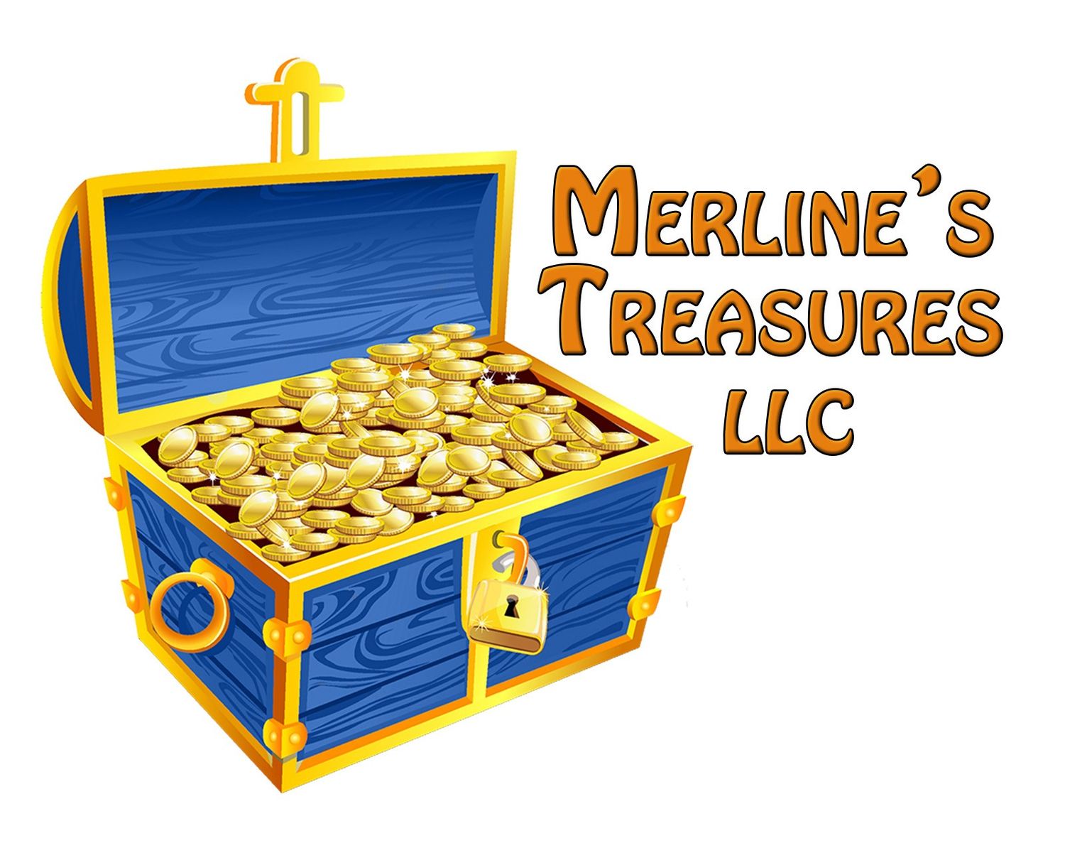Golden treasure chest designs arranged in a horizontal layout.