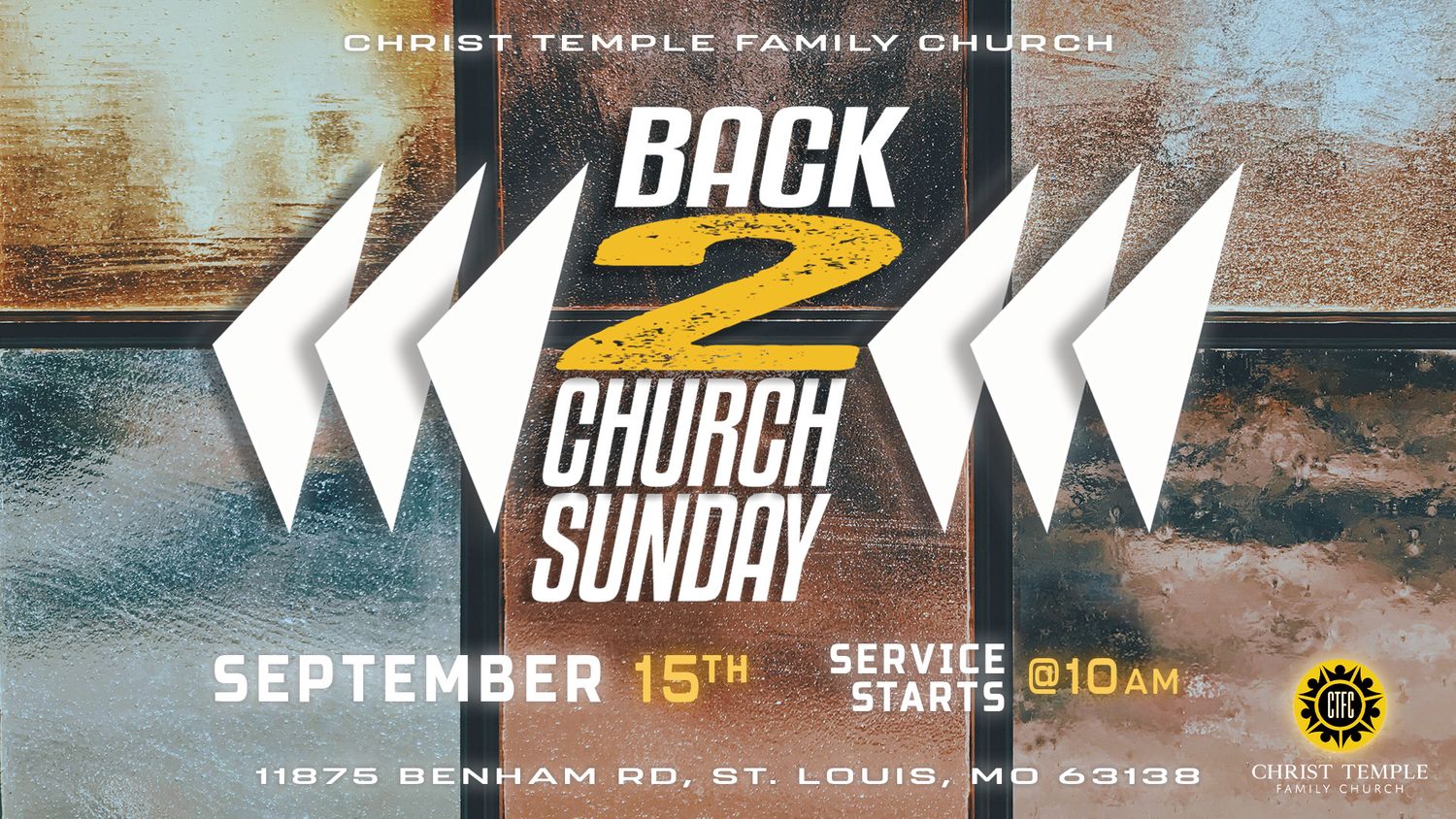 Vintage style church event promotional banner with warm tones and typography.
