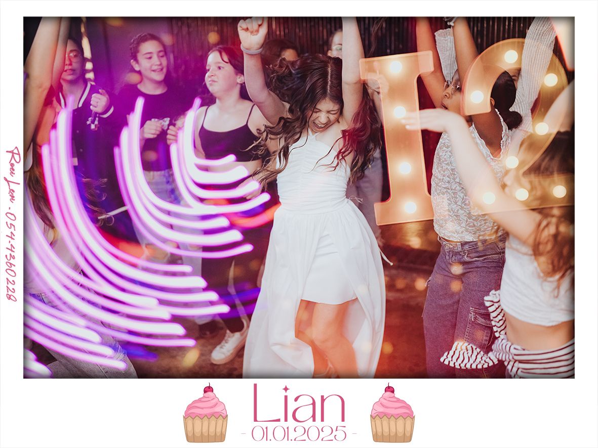 Party scene with dancers, neon lights and illuminated decorative letters in background.