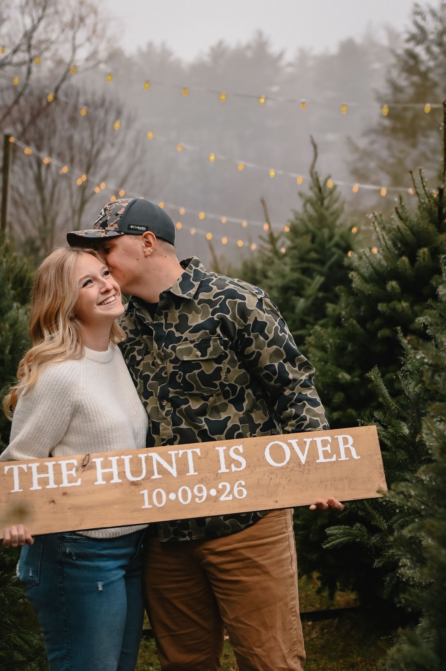 Christmas tree farm engagement session central Ma