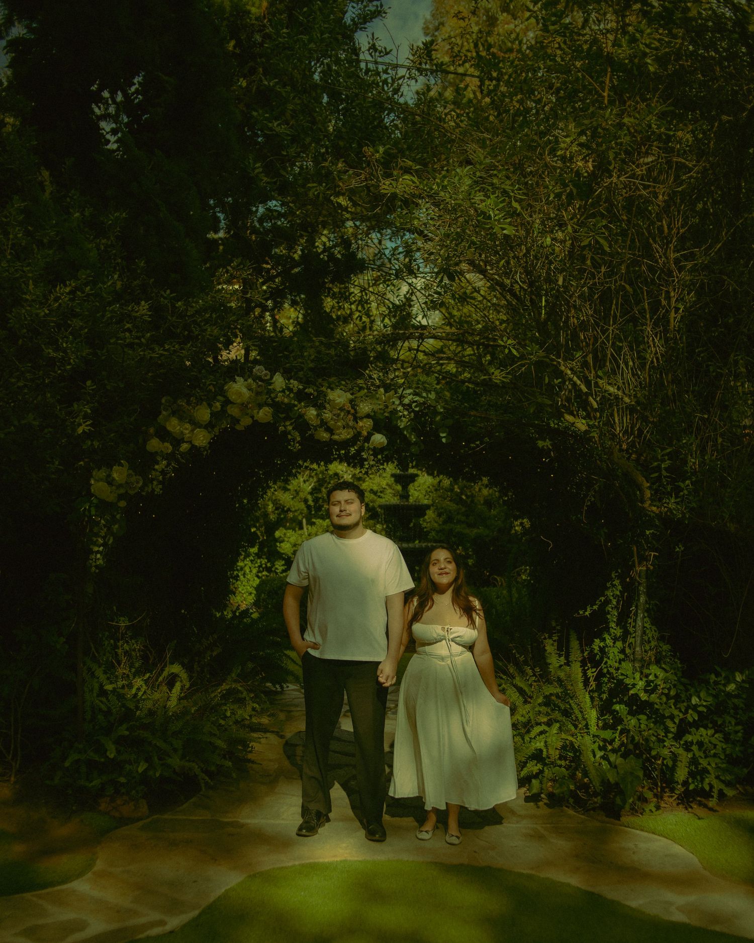 San Diego engagement photography session in a green garden