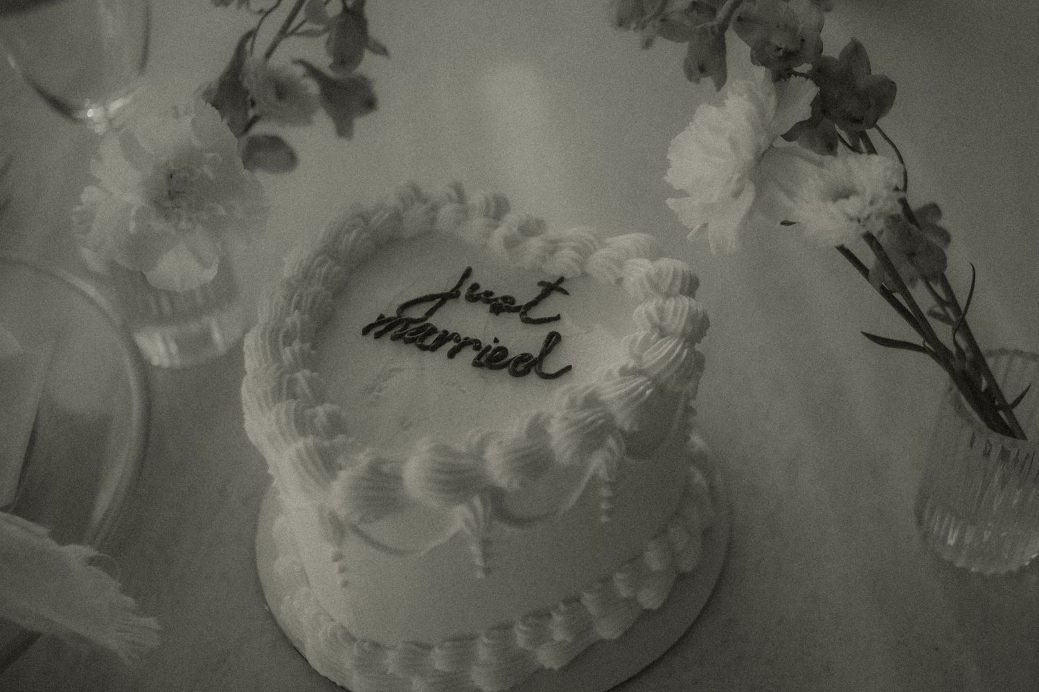 Just married heart shape cake for Elopement Photography in Southern California