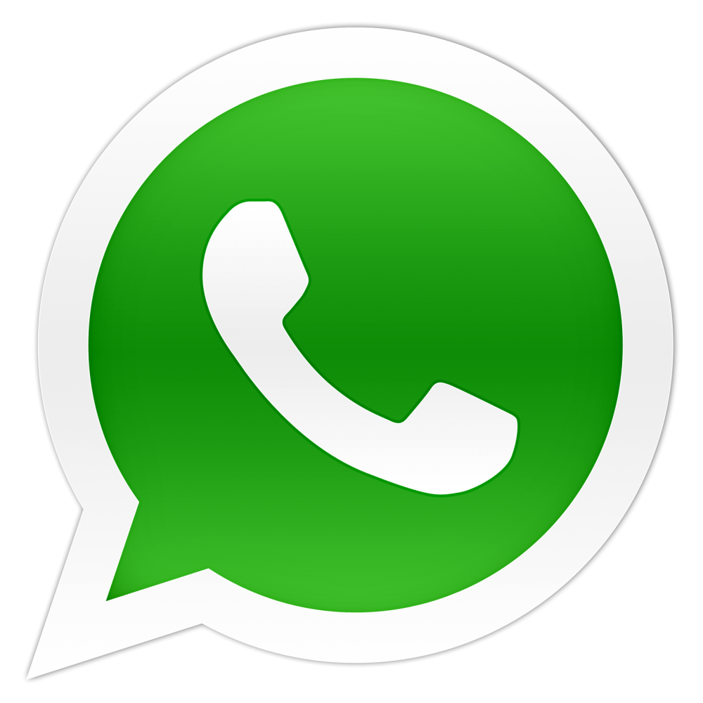 WhatsApp logo featuring a white phone handset icon inside a green speech bubble on a white background.