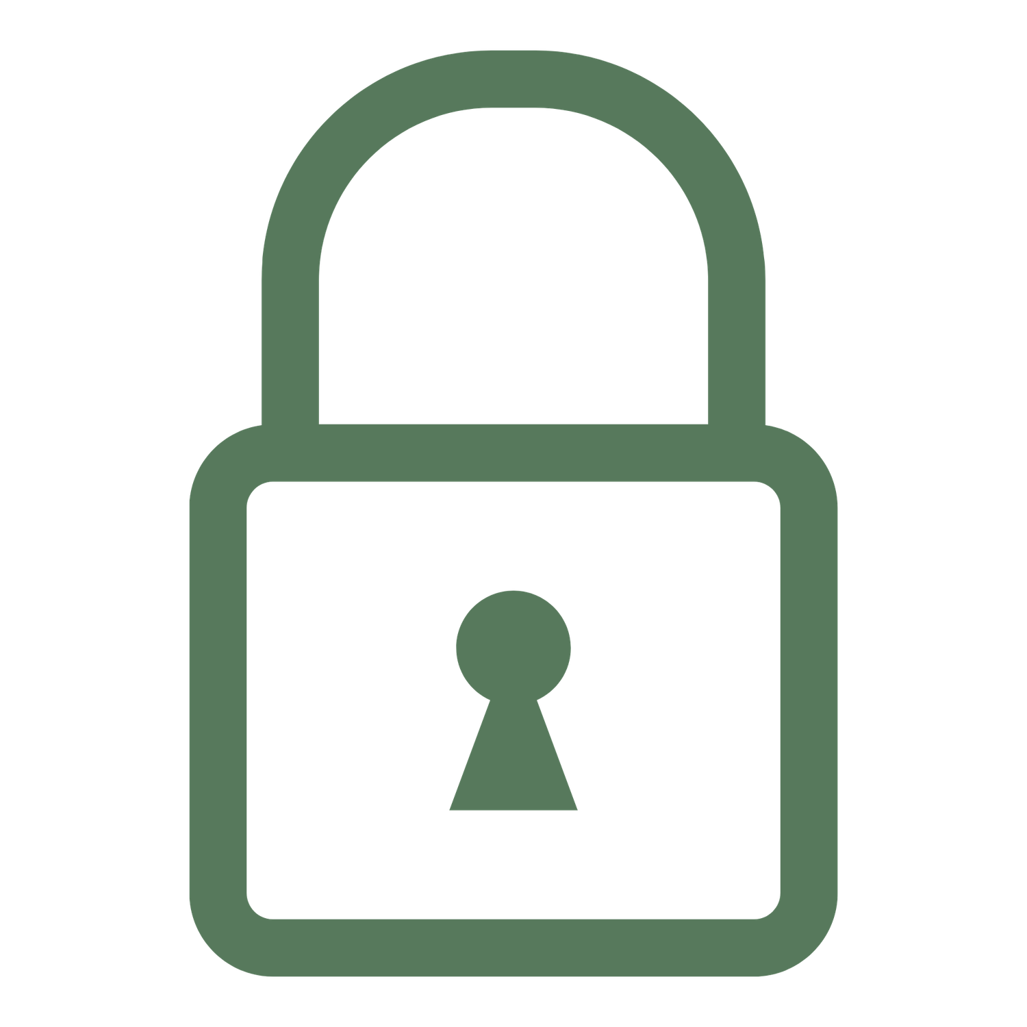 Green padlock icon symbolizing security, privacy, and data protection on a white background.