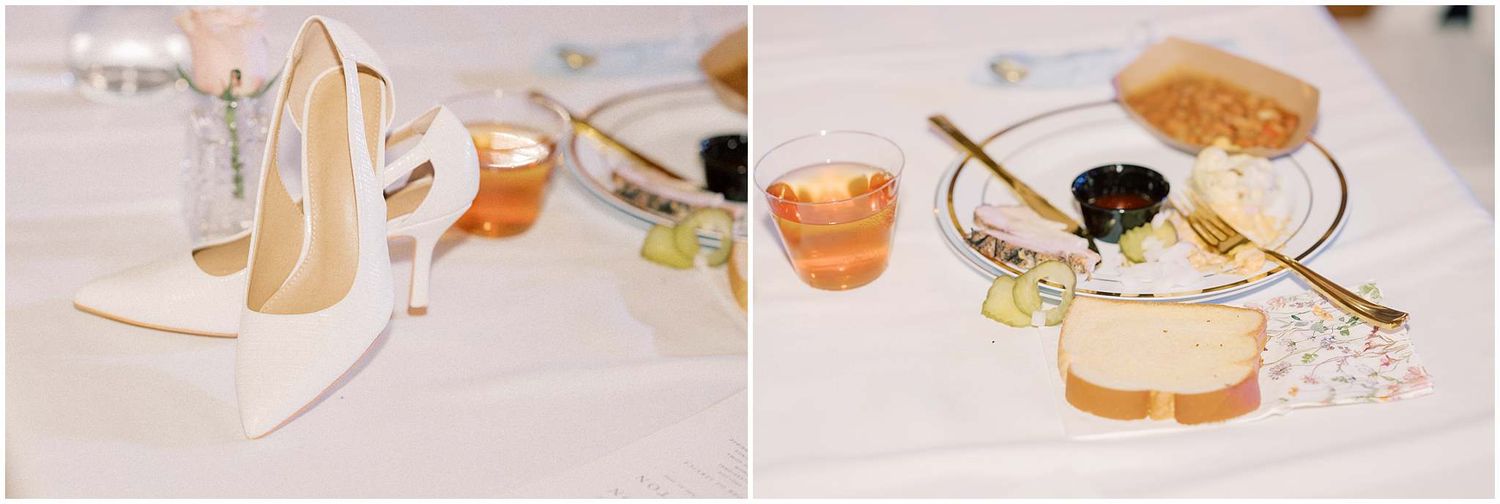 A sequence of small plates showing various appetizers and snacks arranged on a white surface.