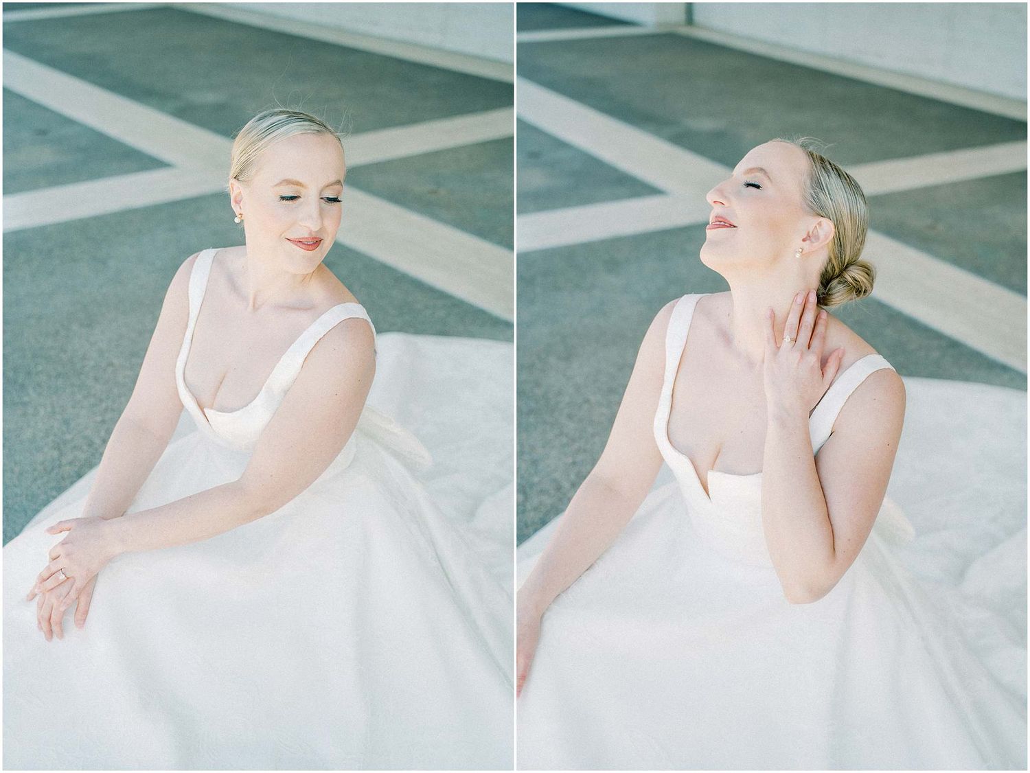 Candid bridal photography sequence showing natural movements in an outdoor setting.
