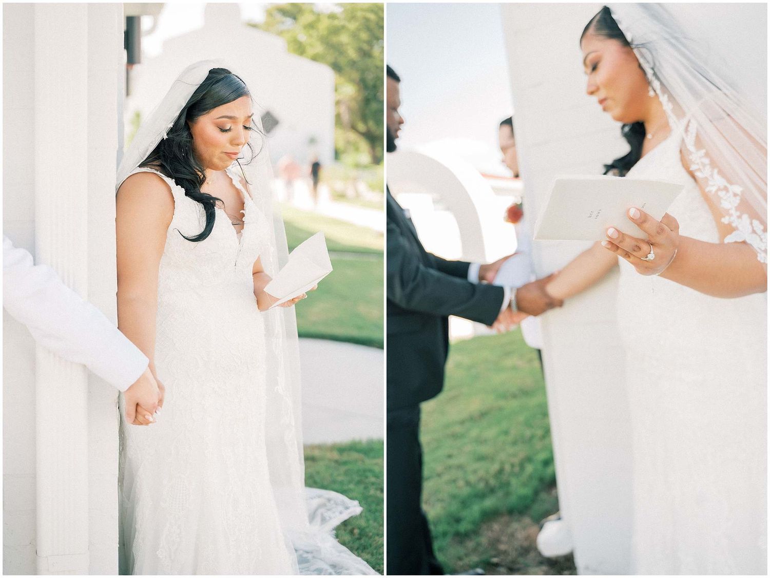 Outdoor wedding ceremony moments captured in soft natural lighting.