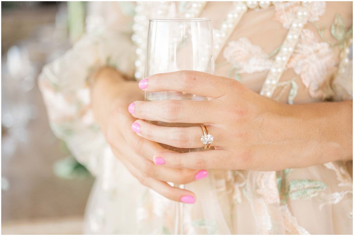 Close-up shots of engagement rings and wedding jewelry details.