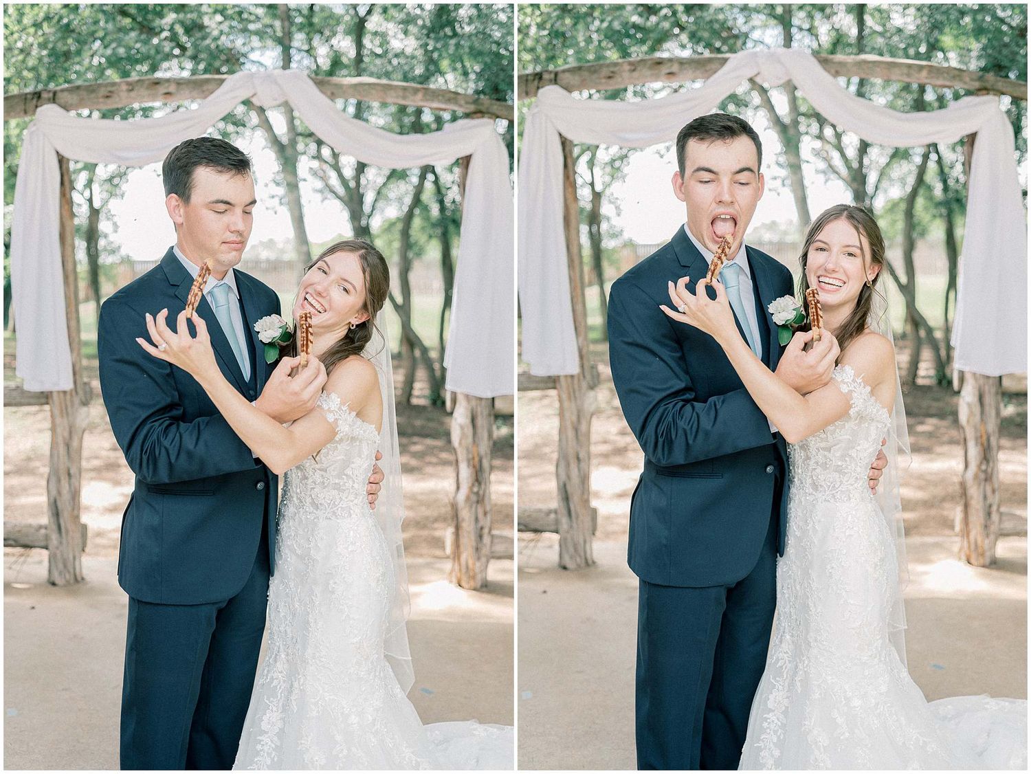 A romantic wedding sequence shows a couple dancing together under trees in an outdoor setting.