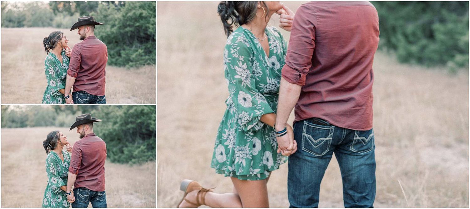 Two people share an intimate moment while walking through a natural outdoor setting.