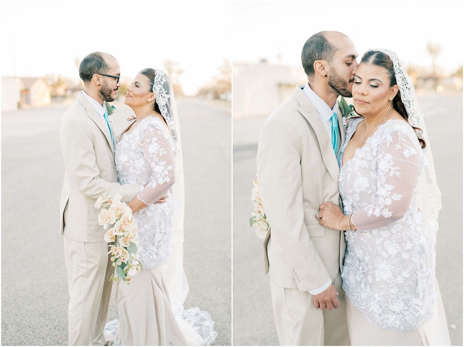 Intimate wedding portraits with soft lighting and natural outdoor backgrounds.