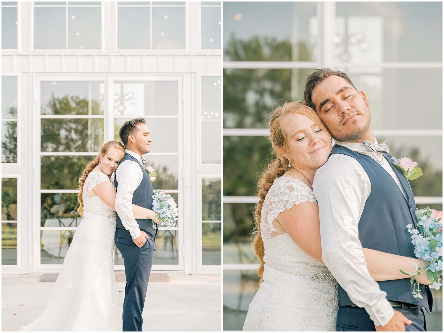 Joyful couple dancing and twirling during their first dance at an elegant indoor wedding venue.