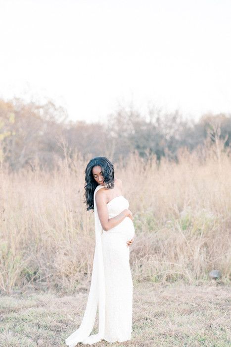 A series of photos showing a person in a white dress standing in a golden field at sunset.