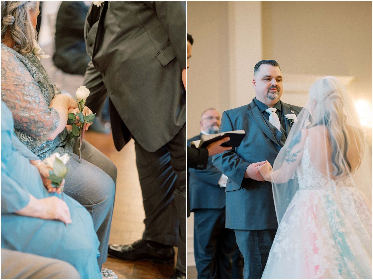 Wedding party members sharing embraces and moments during reception celebration.