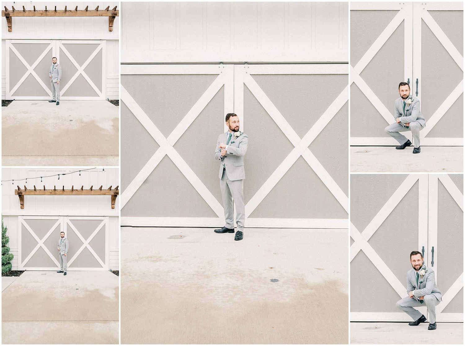 A dancer performs a graceful leap in front of a white geometric wall with diagonal lines.