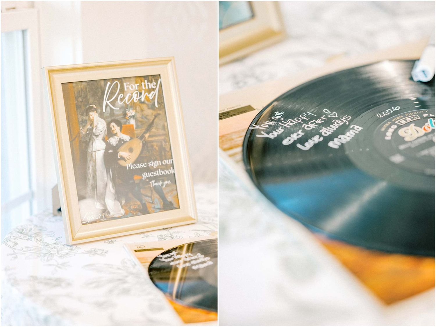 Collection of elegant wedding invitation designs with blue and gold details on white paper.