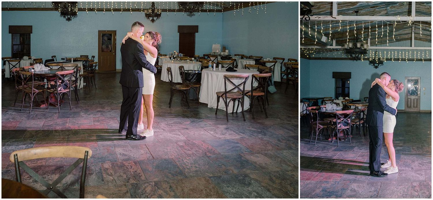 Dance floor moments captured during an indoor wedding reception.