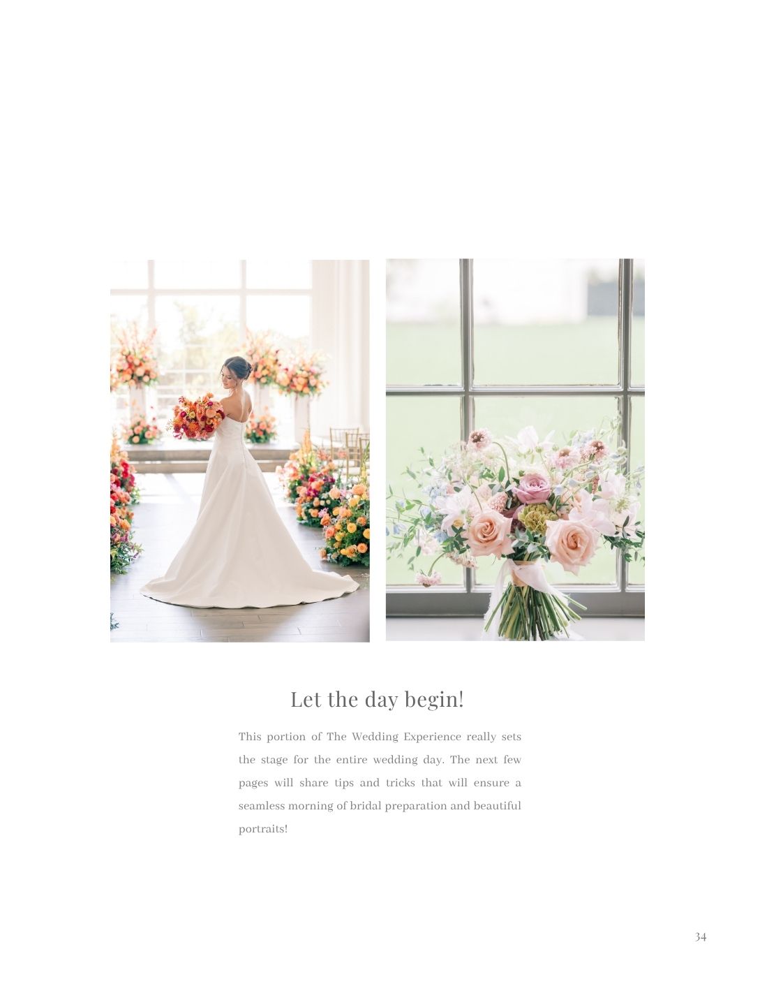 Stunning bride in white ballgown surrounded by colorful floral arrangements with a pink bridal bouquet display.