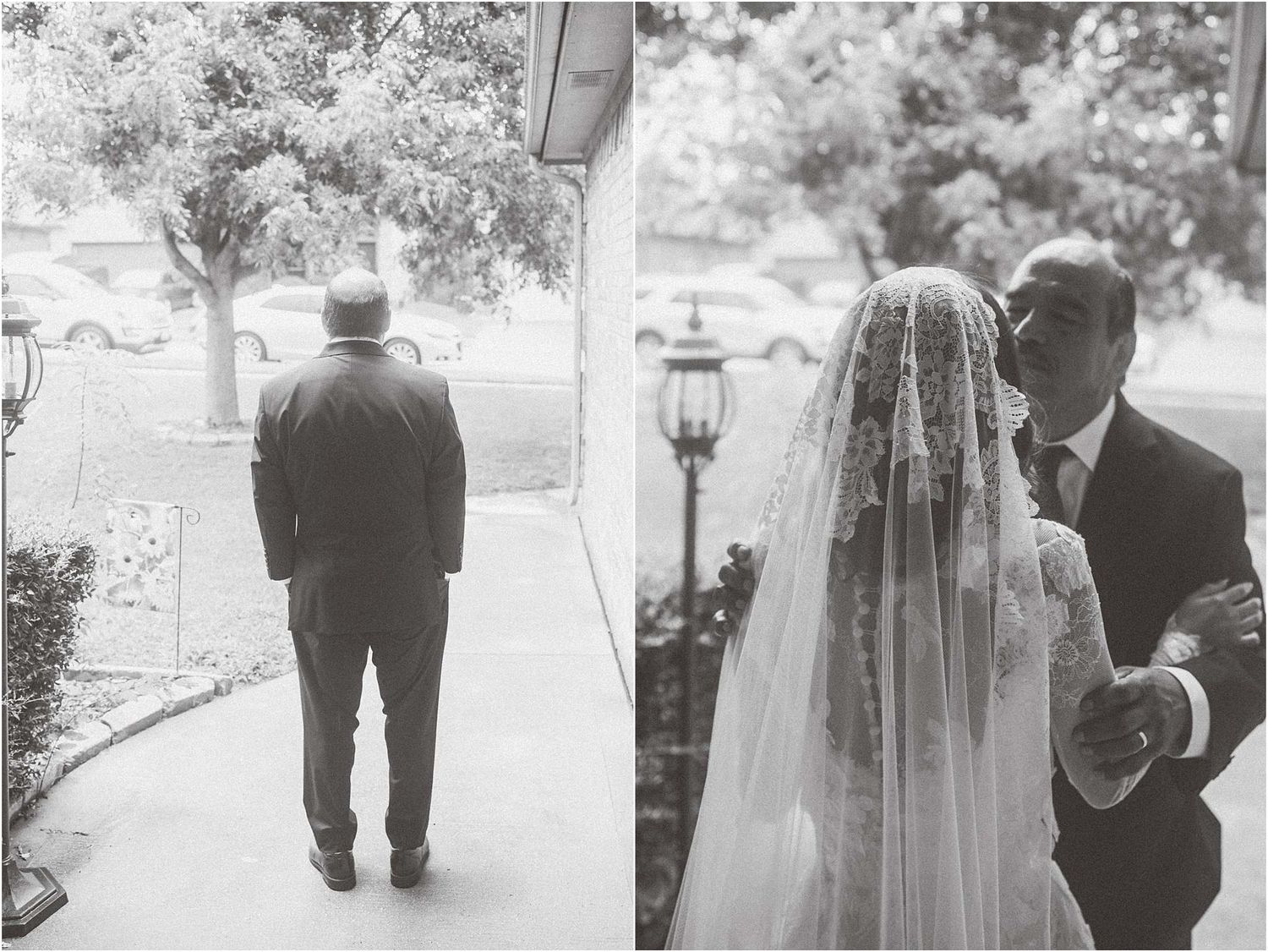 Black and white wedding photos showing intimate moments before the ceremony.