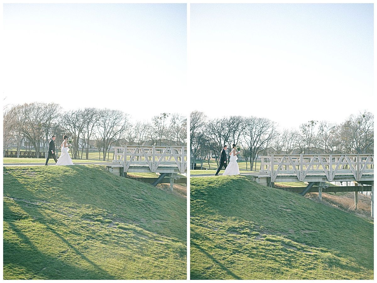 Scenic hillside landscape with stone walls and pathways at wedding venue.