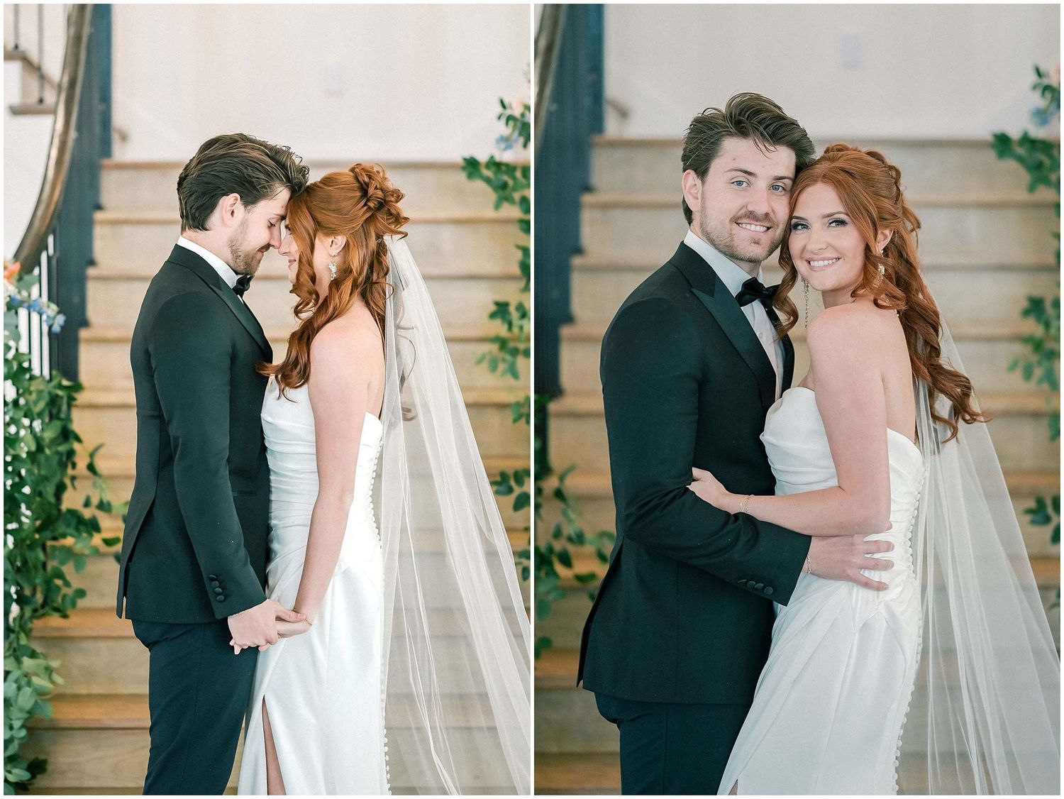 Romantic wedding photography sequence capturing tender moments between newlyweds.