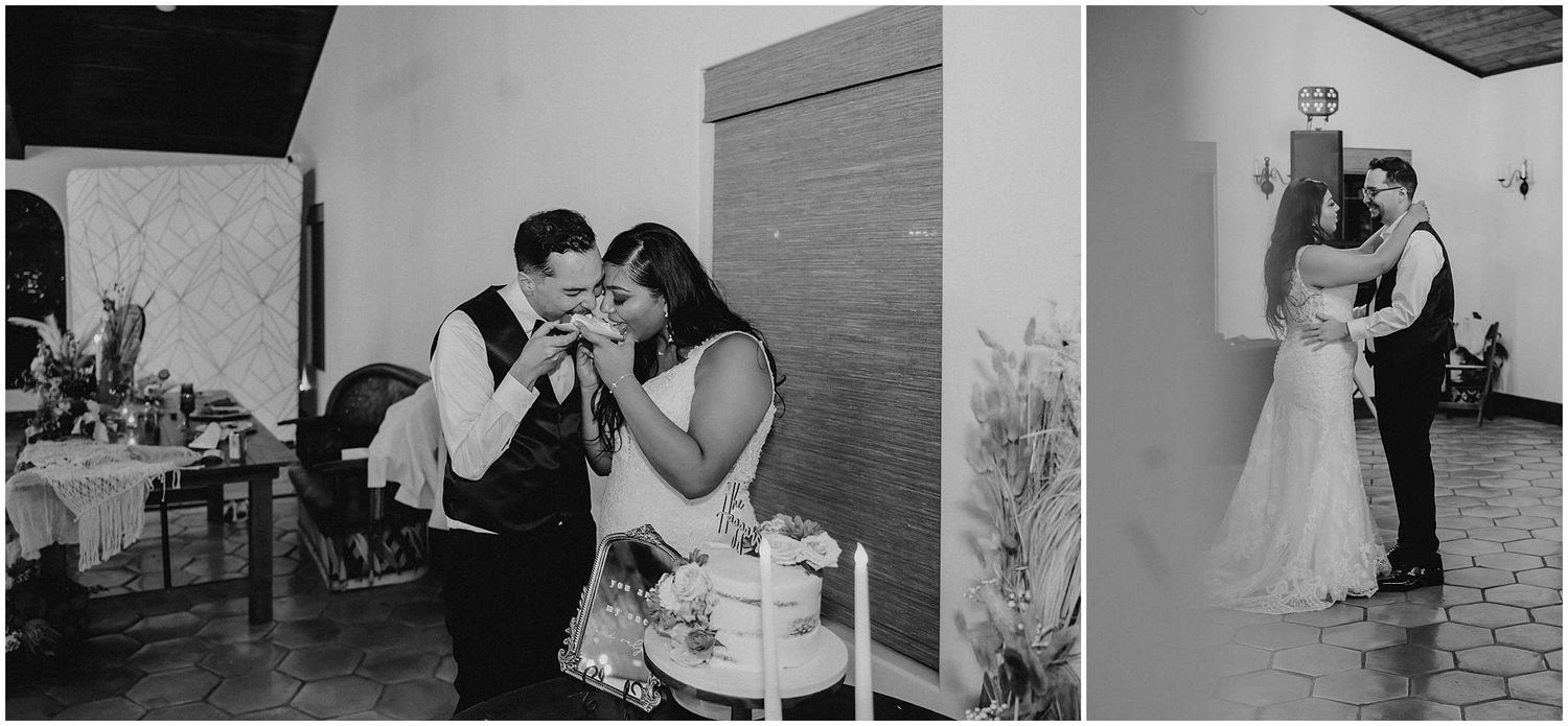 Black and white wedding reception candid moments captured in documentary style.
