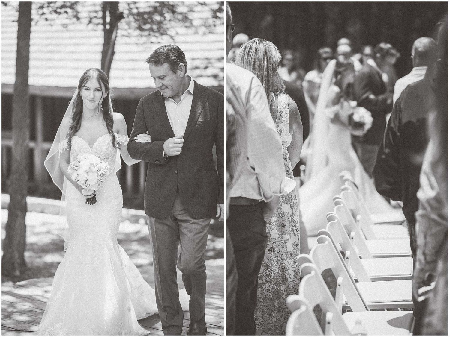 A series of black and white wedding photos showing romantic moments between couples during their special day.