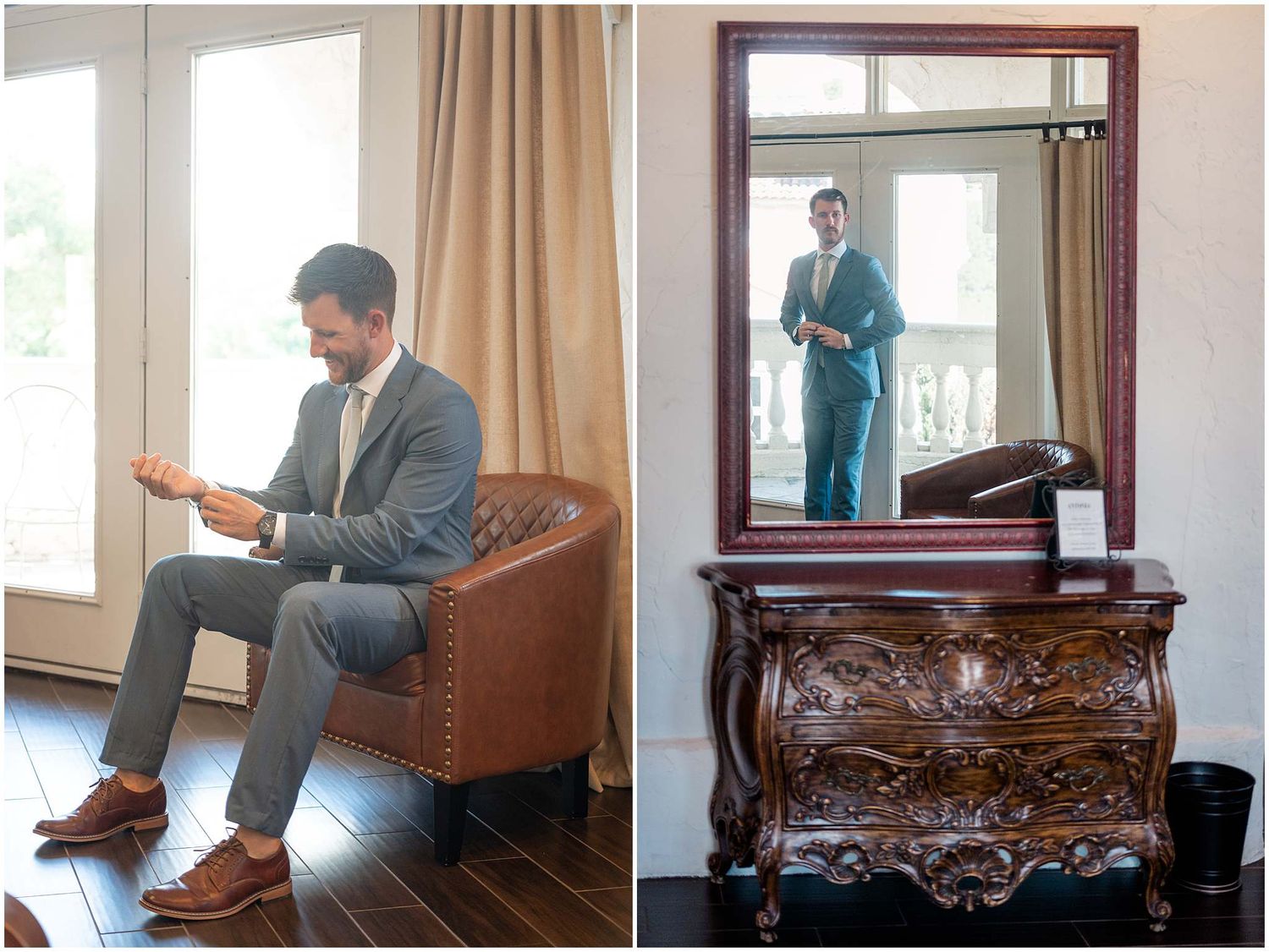 Series of photos showing a piano being carefully moved up a staircase in a residential setting.