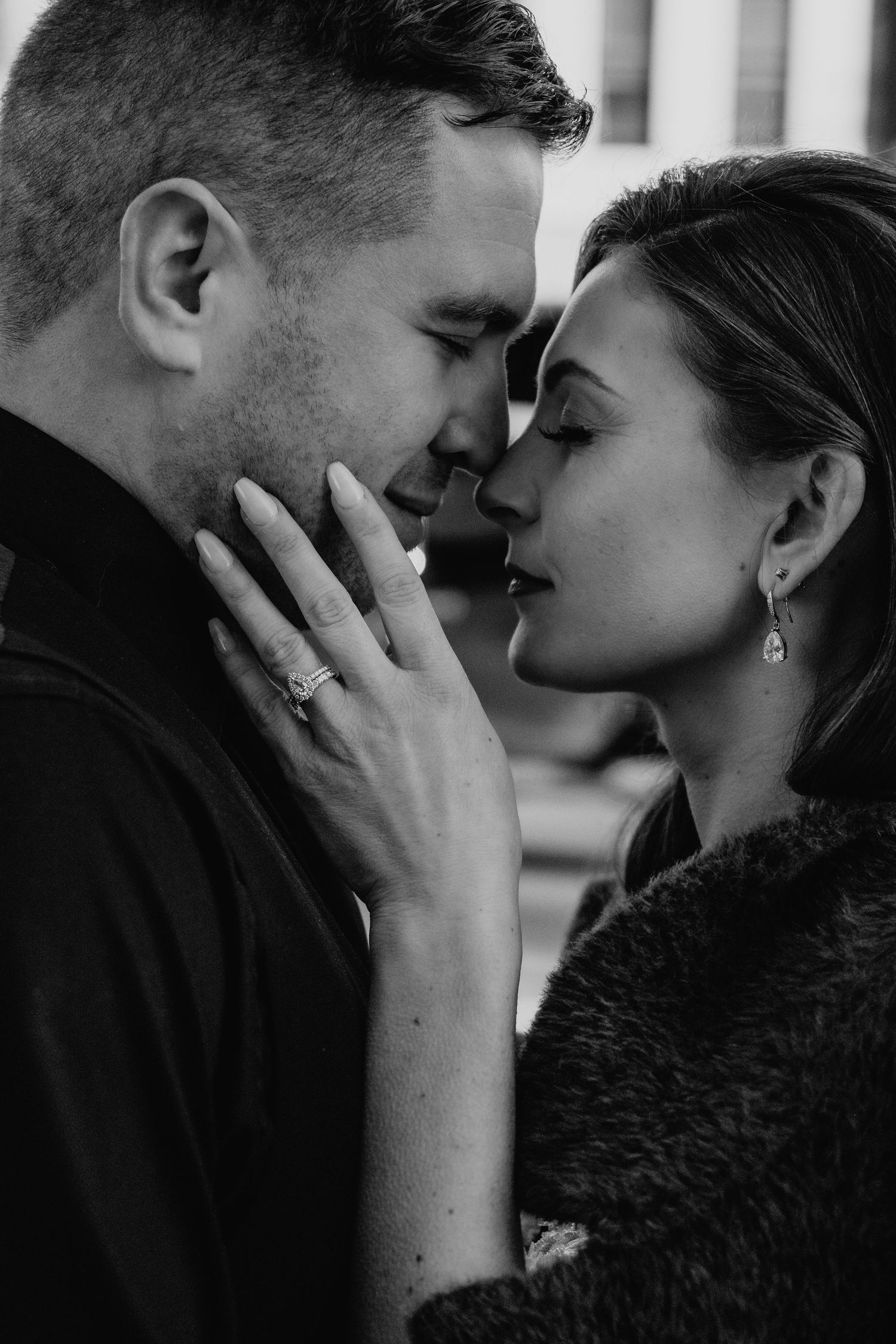 A wedding couple at La Porte County Courthouse, Indiana