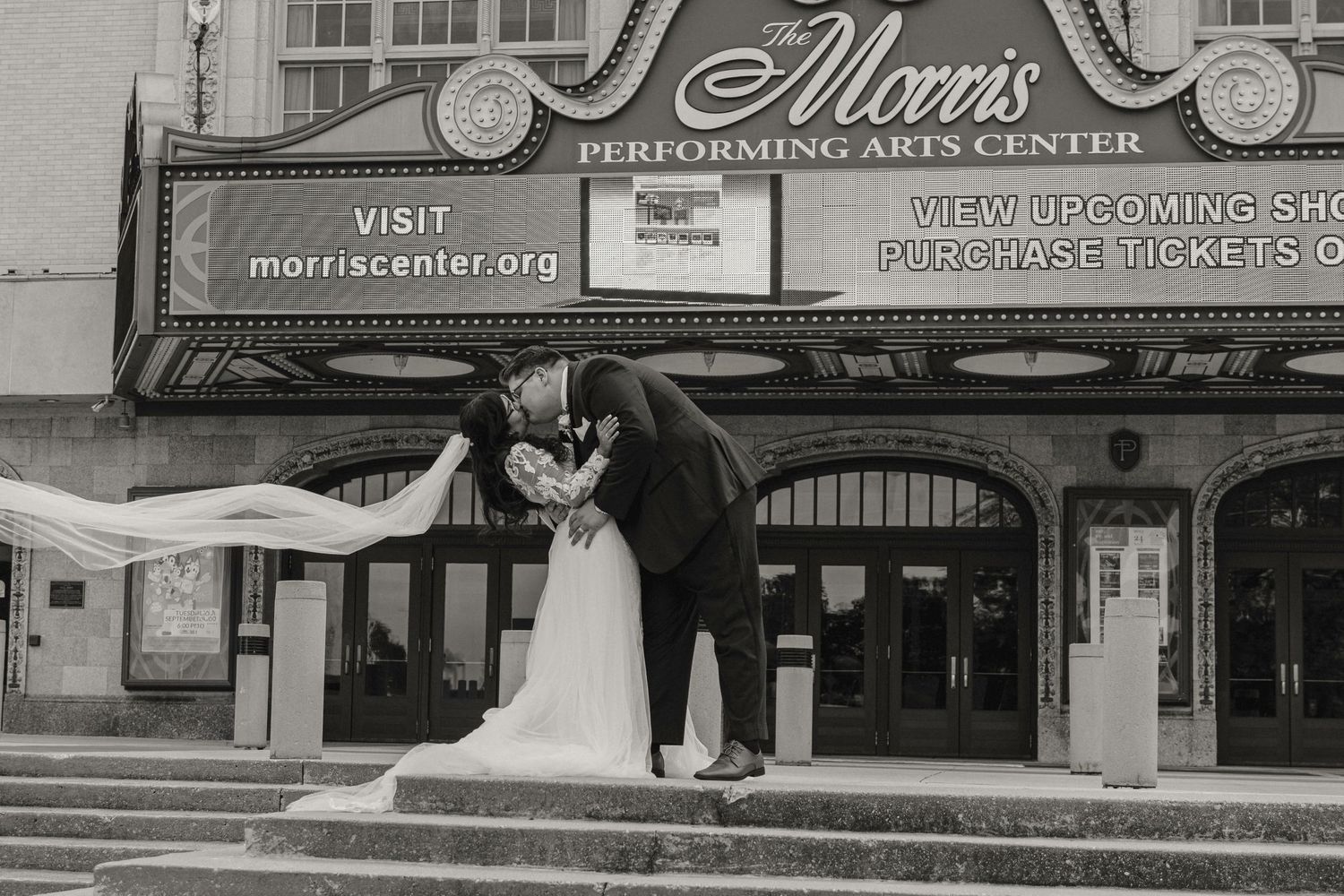 A wedding at Morris Performing Arts Center in South Bend, Indiana