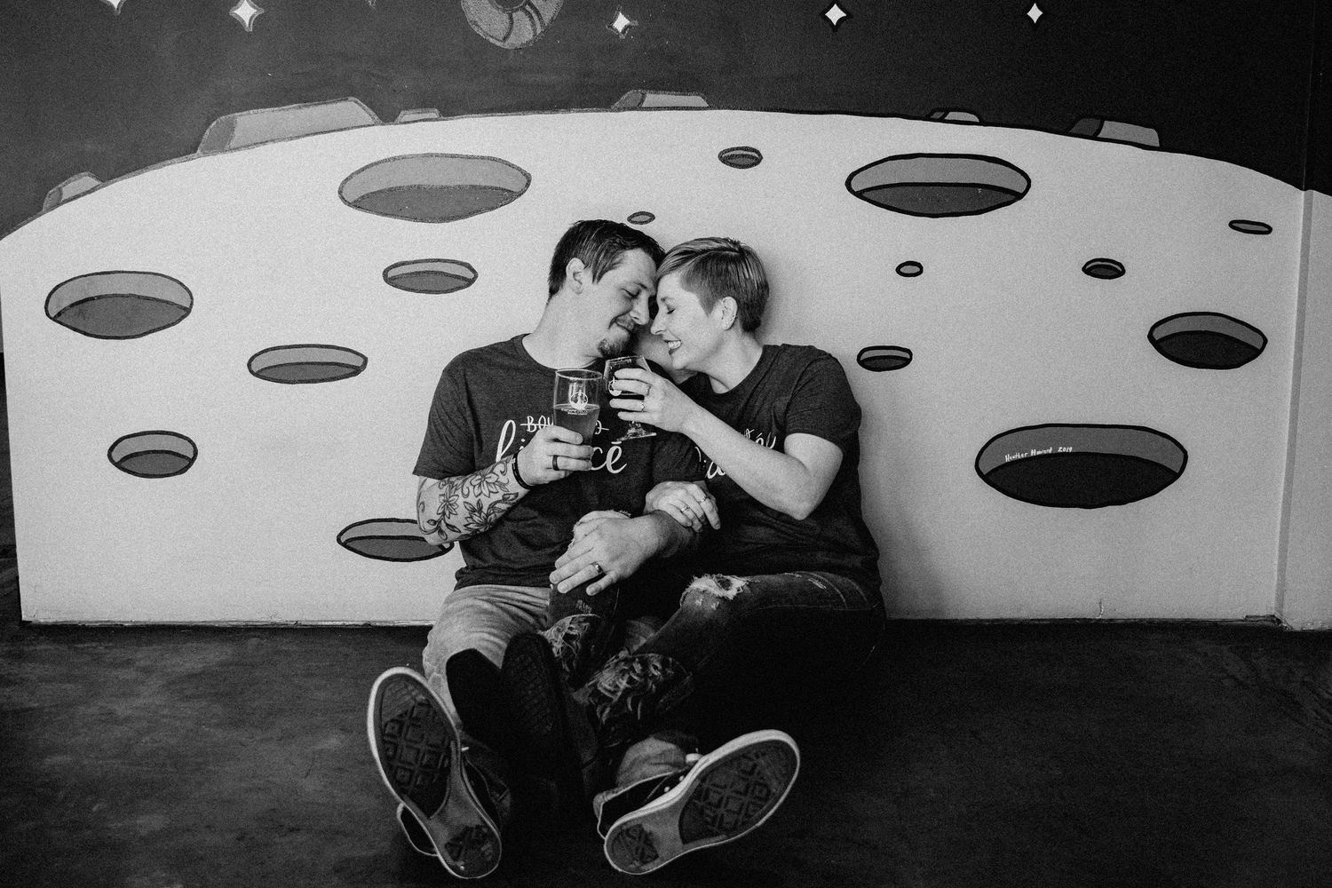 An engagement session at Escape Velocity Brewery in Lafayette, Indiana