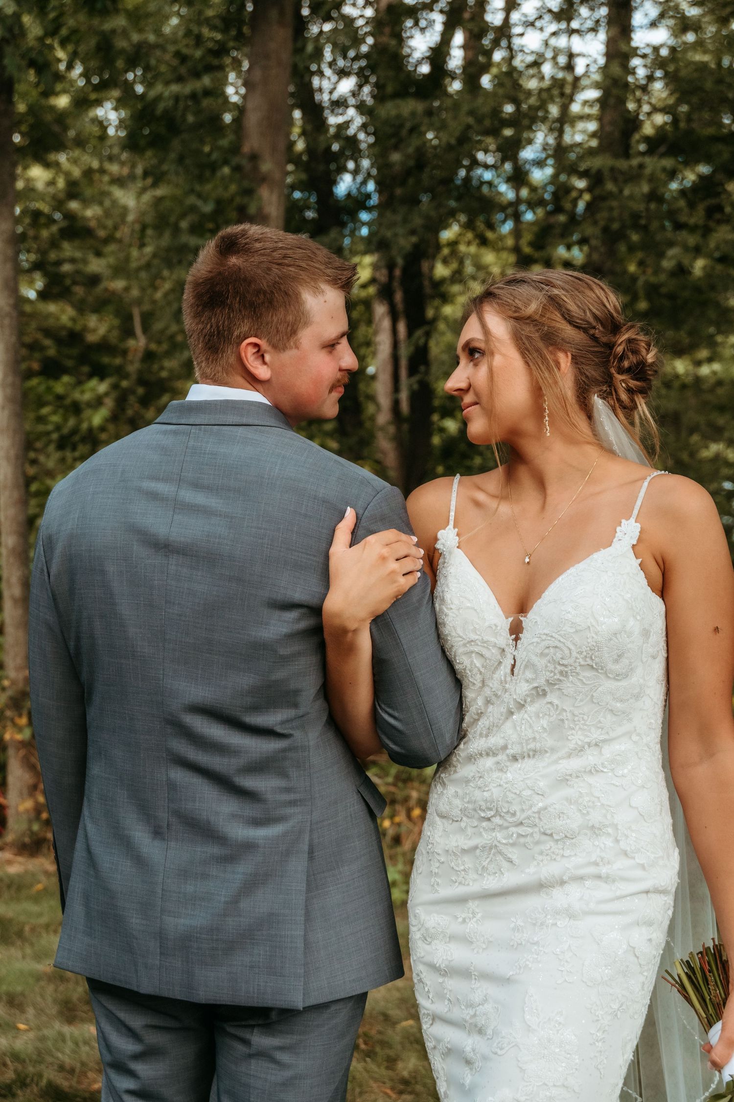 A wedding couple at The Wooded Knot in Tippecanoe, Indiana