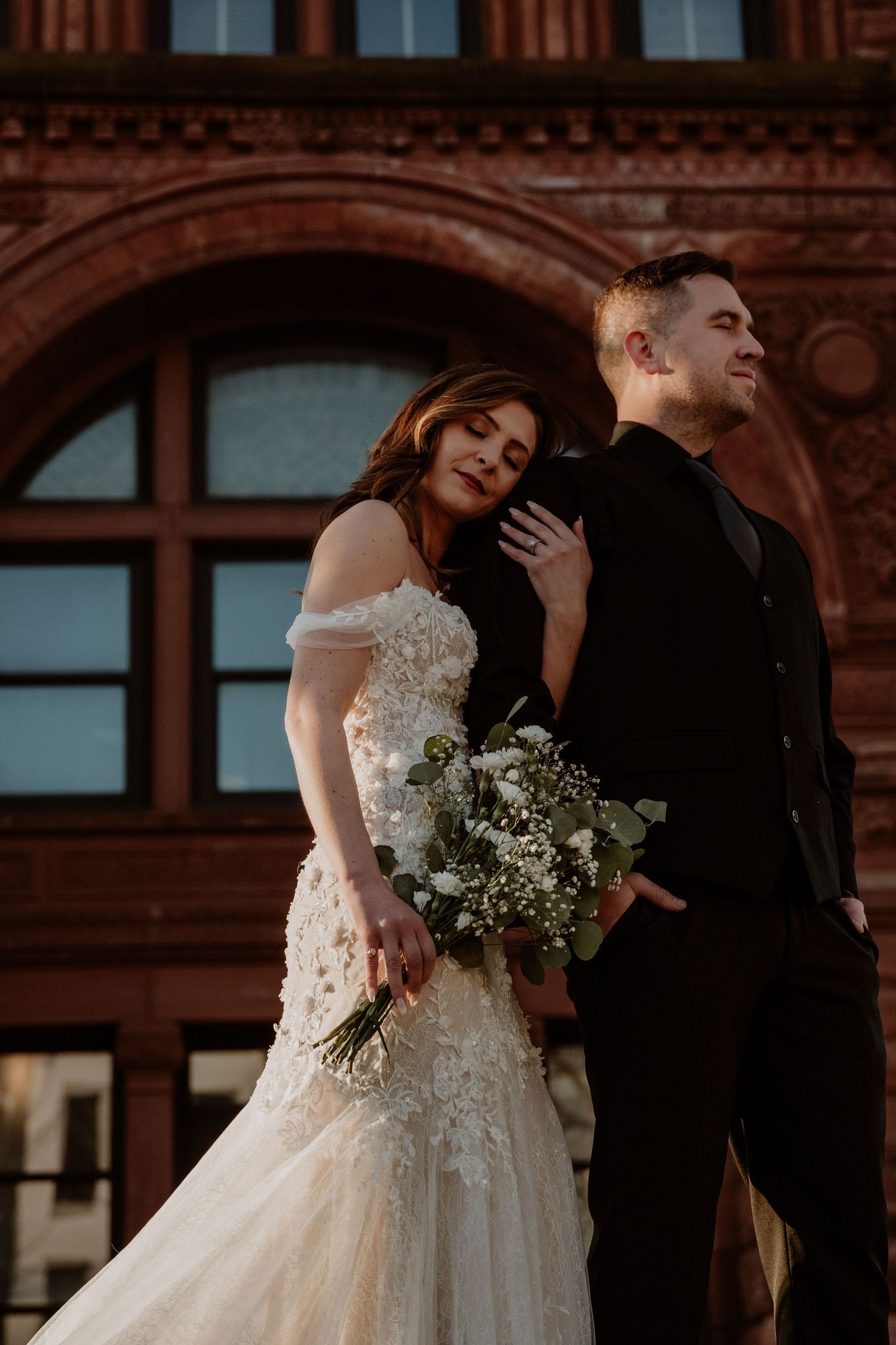 A wedding couple at La Porte County Courthouse, Indiana