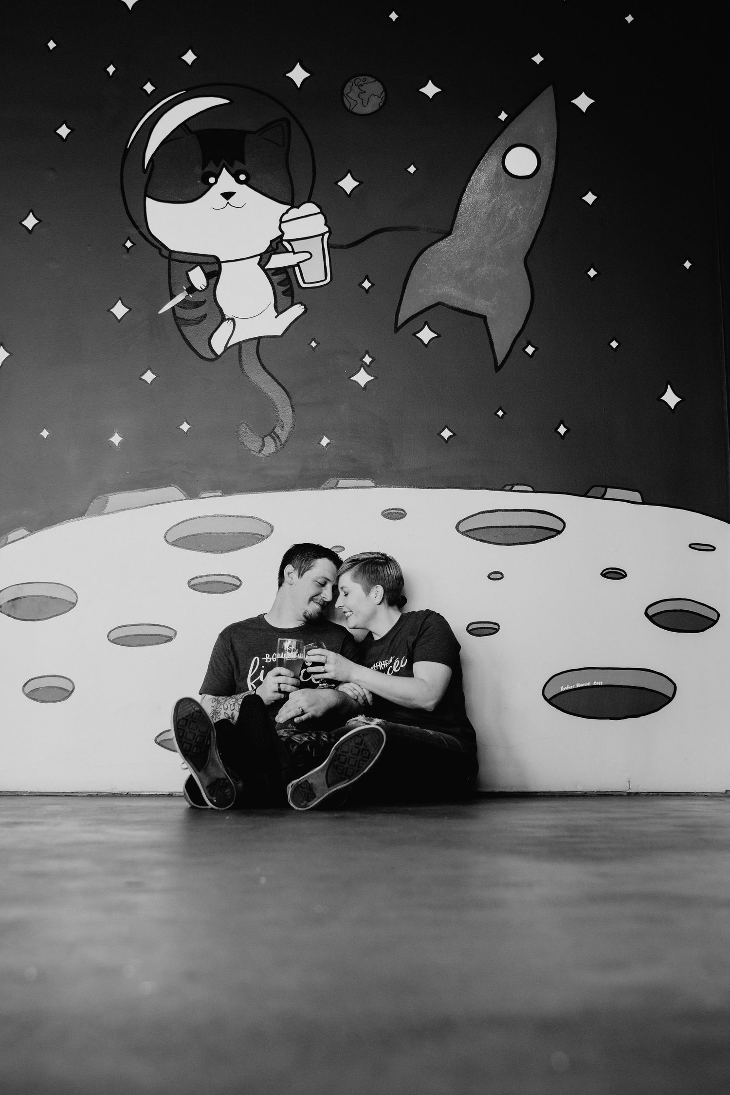 An engagement session at Escape Velocity Brewery in Lafayette, Indiana