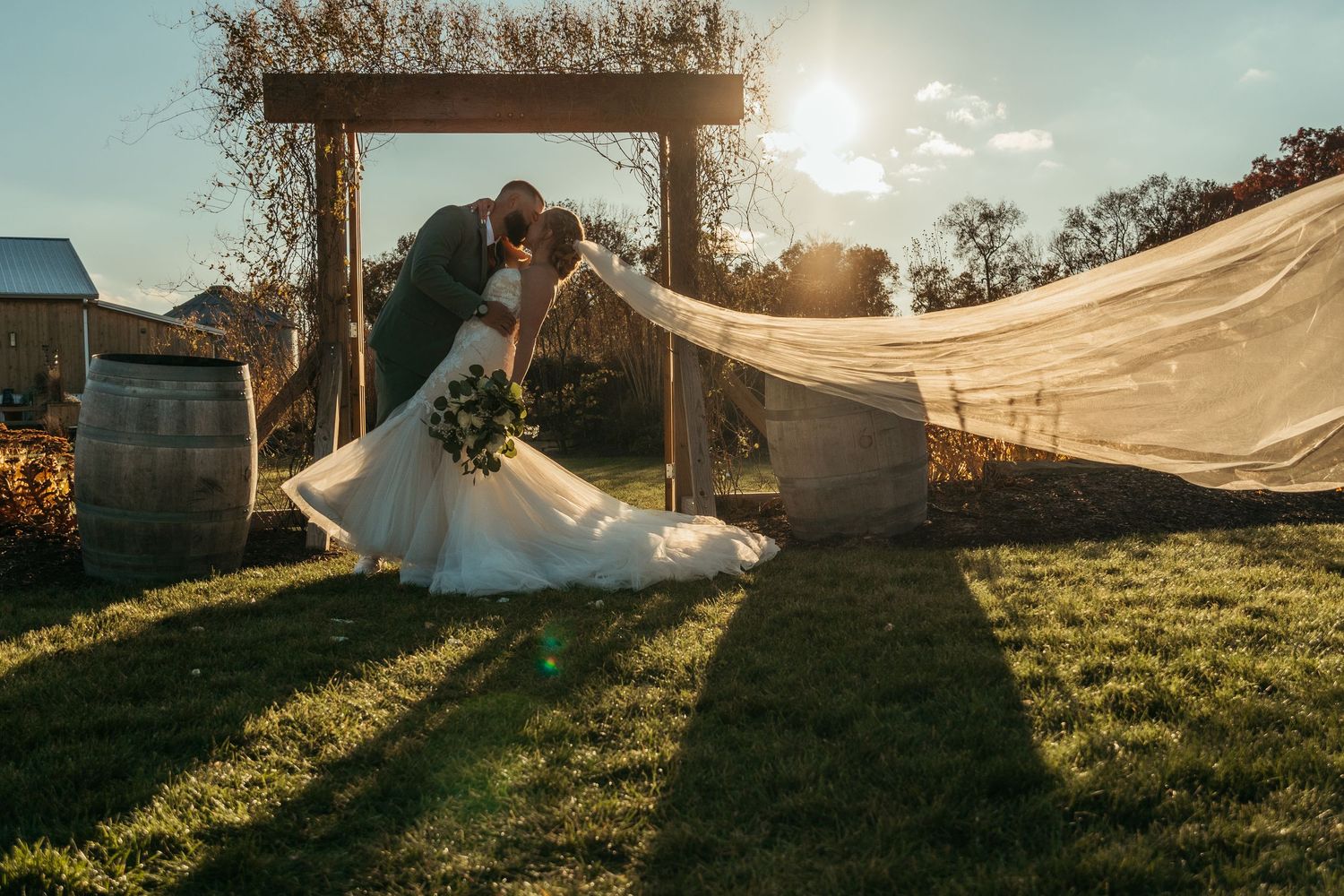 A wedding couple at The Shed Weddings & Events in Wanatah, Indiana