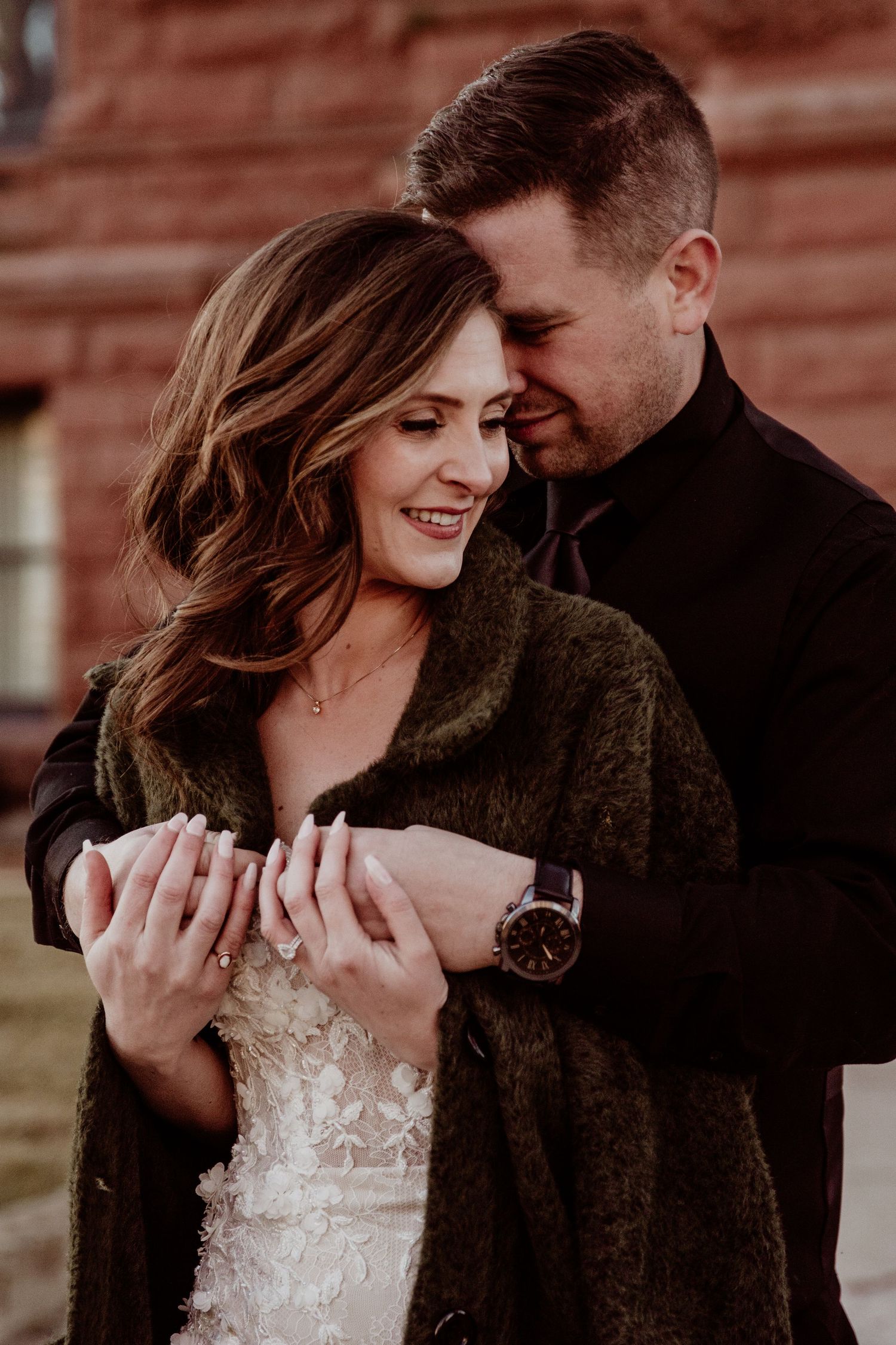 A wedding couple at La Porte County Courthouse, Indiana