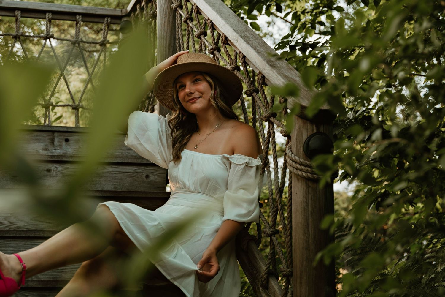 A senior session at Hamstra Gardens in Wheatfield, Indiana
