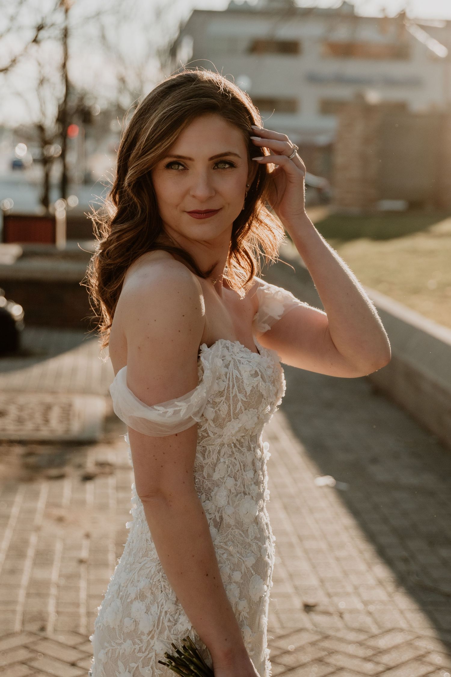 A bride at La Porte County Courthouse, Indiana