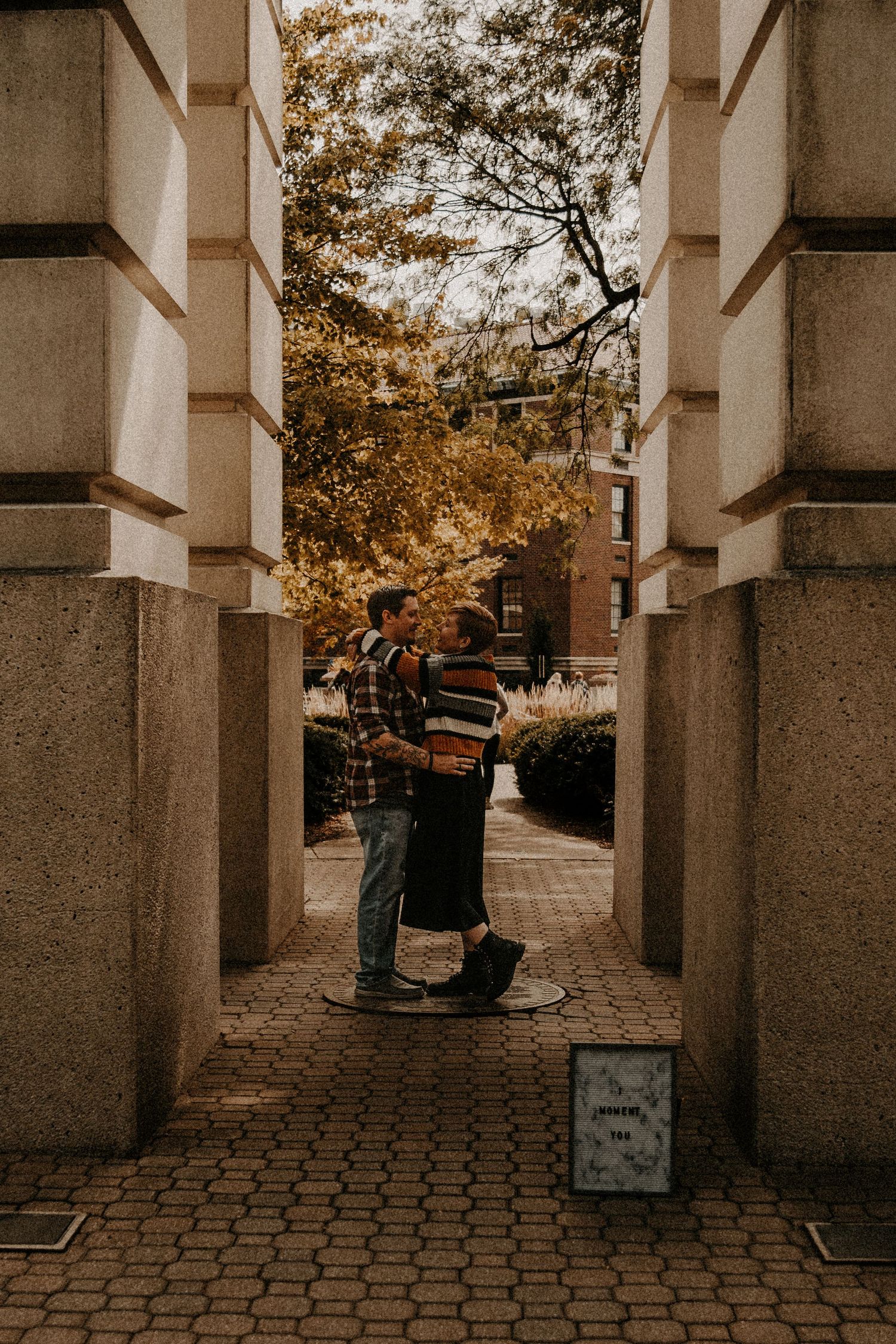 An engagement session at Purdue Bell Tower at Purdue University in West Lafayette, Indiana