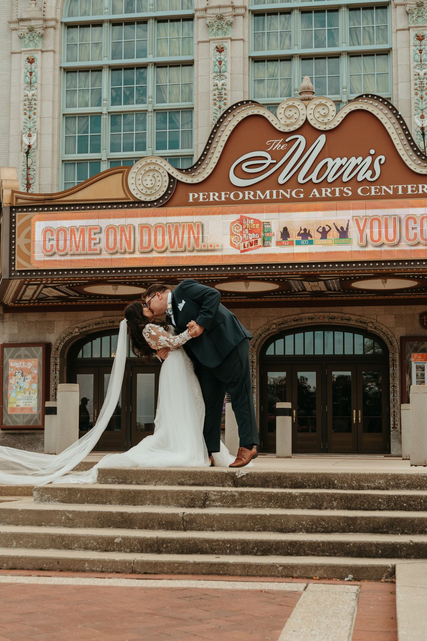 A wedding at Morris Performing Arts Center in South Bend, Indiana