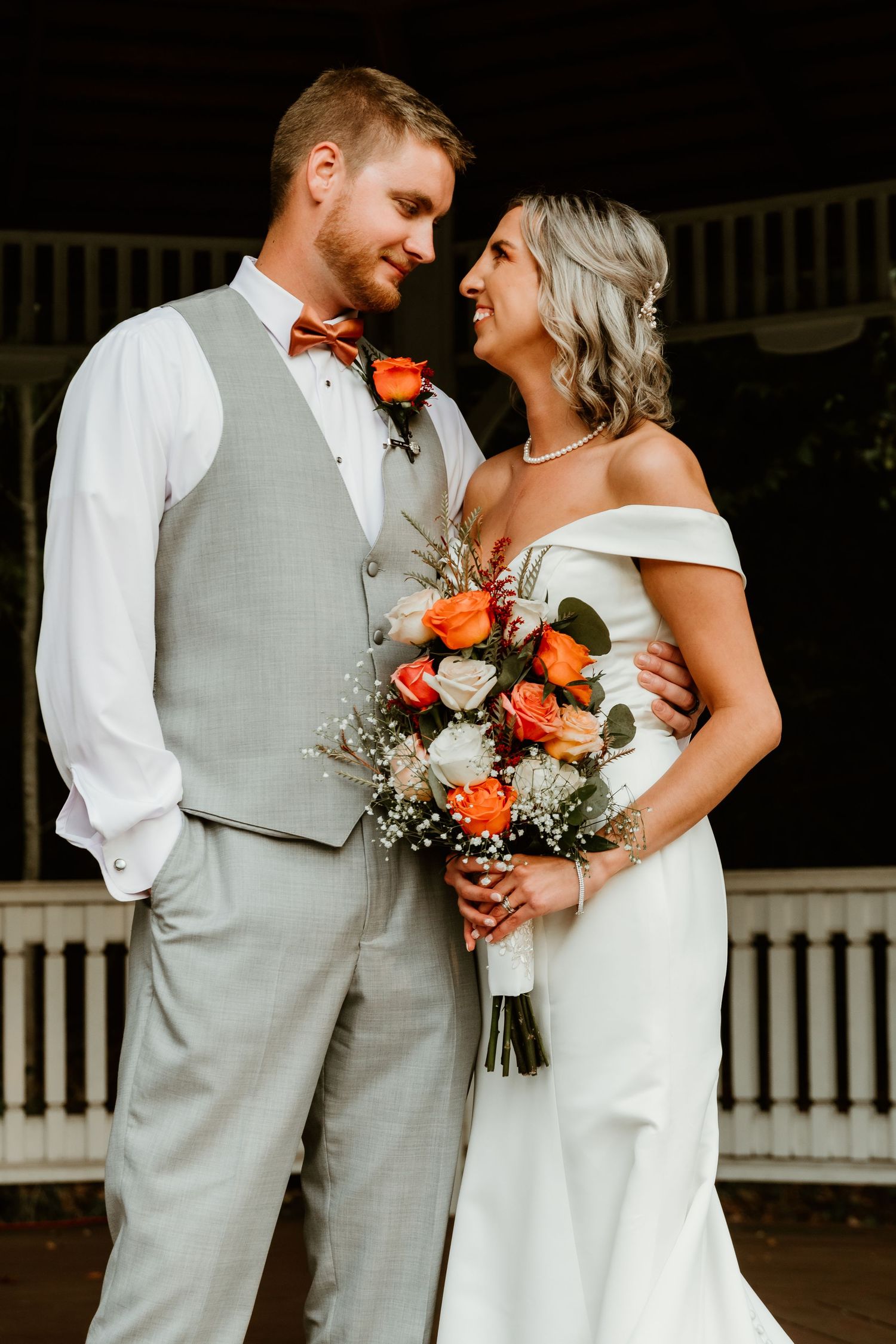 A wedding couple at Cloister in the Woods in Munster, Indiana