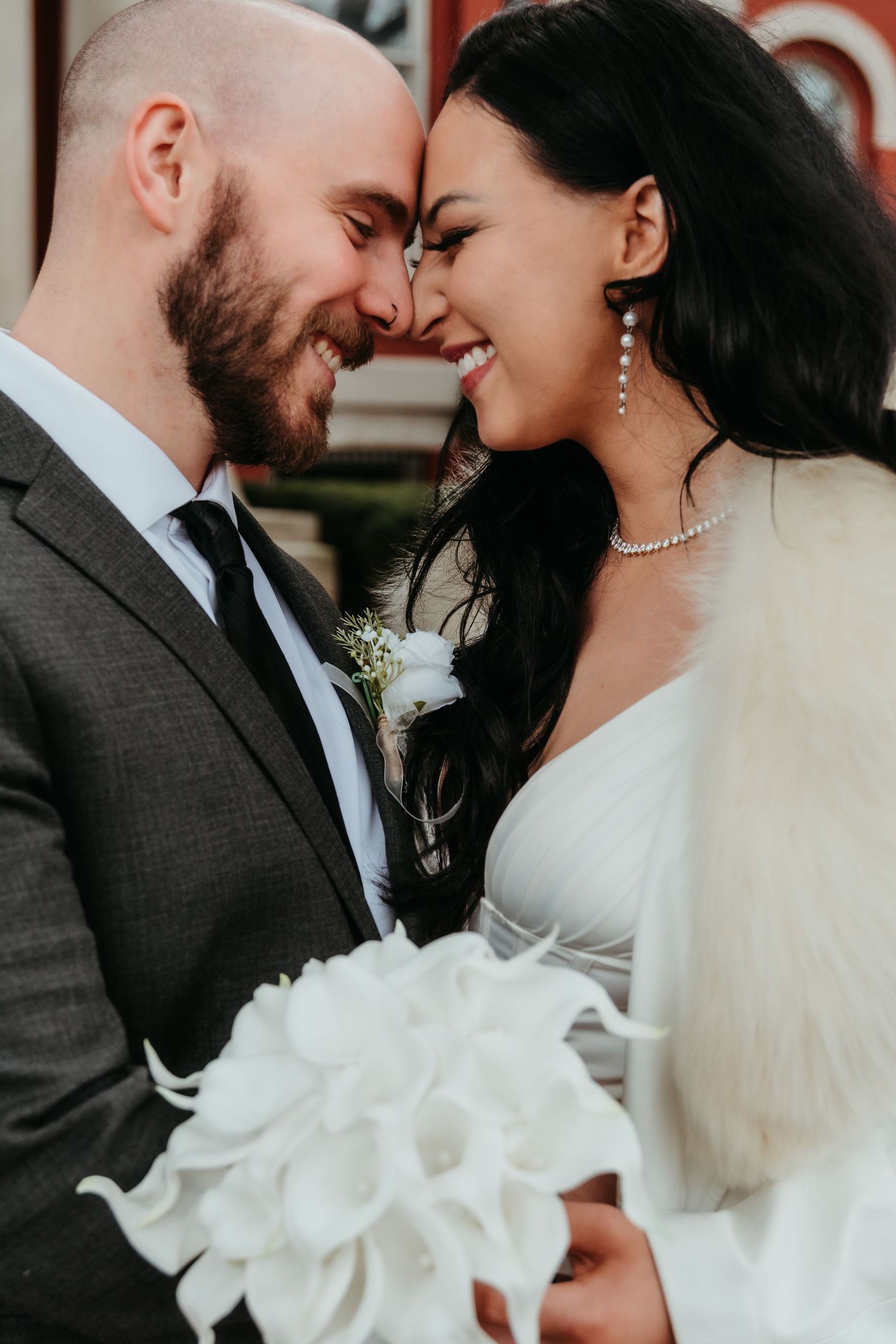 A wedding couple at Old Lake Courthouse in Crown Point, Indiana