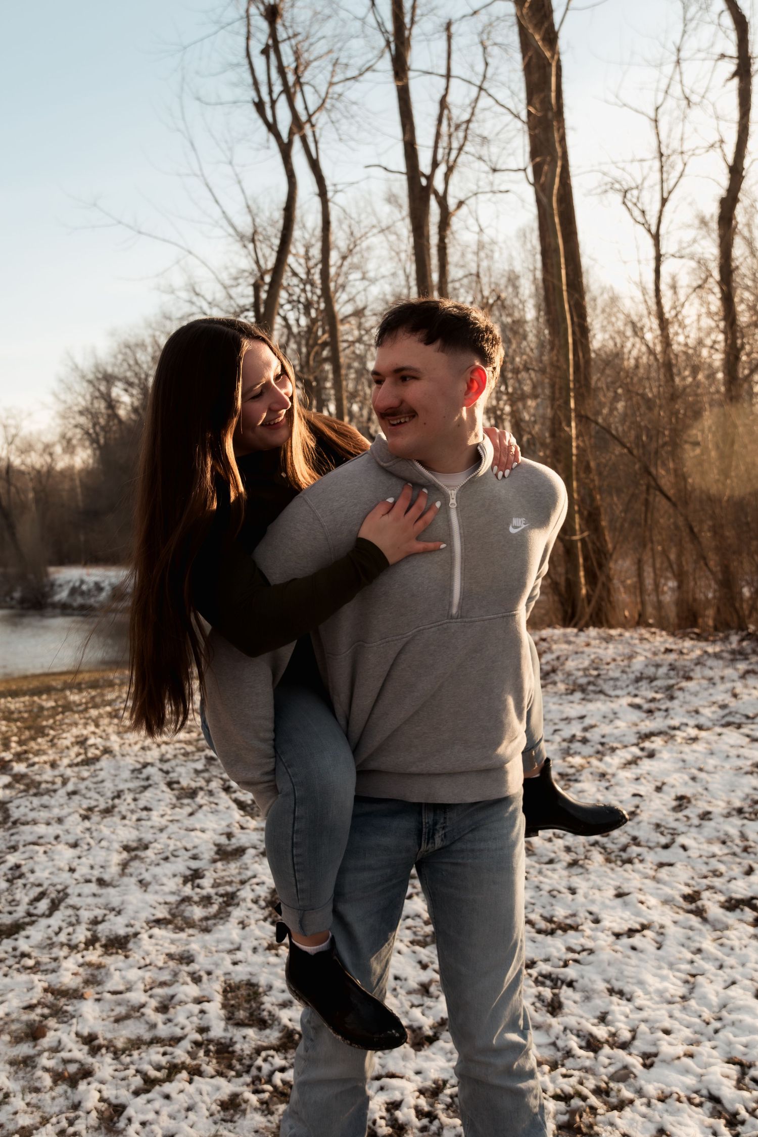 An engagement session at Wildcat Creek Park in Lafayette, Indiana