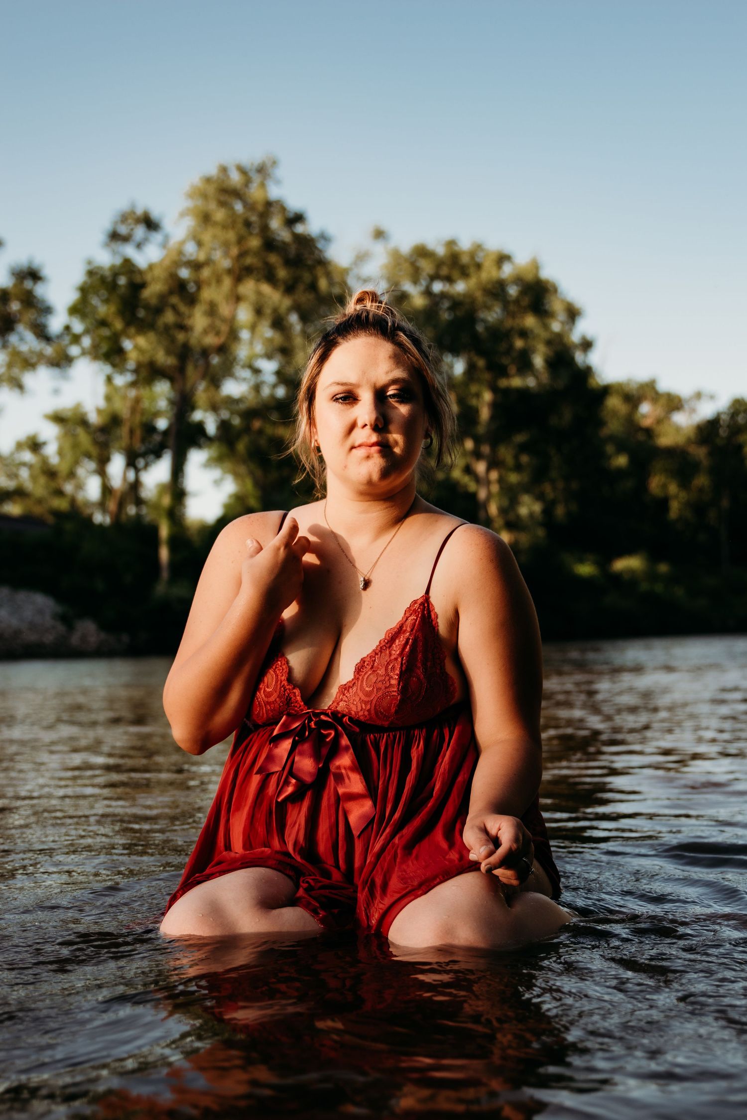 A boudoir session in a river near North Judson, Indiana.